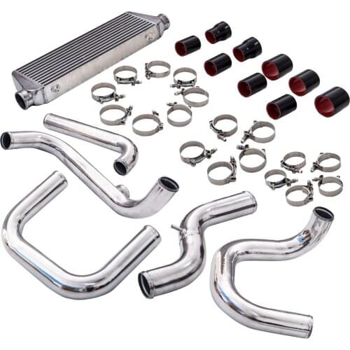27"X7"X2.5" Front Intercooler＆Piping Flange Coupler kit for Honda Del Sol 93-97 silver