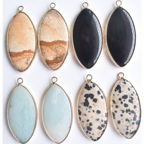 Natural stone horse eye shape pendant charm for necklace earring Accessories jewelry making wholesale 8pcs/lot free shipping