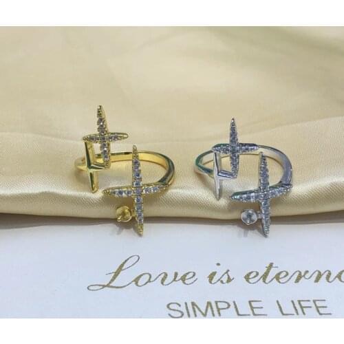 Charm DIY 925 Sterling Silver Adjustable Free Size Ring Settings Findings Mountings Parts for Pearl Corals Jade Crystal Agate