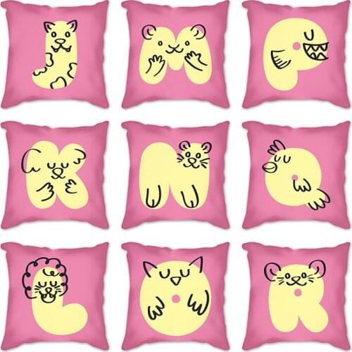 Pink Cushion Cover pillow decorative 26 abstract animal English letters cushions pillow Decorative Pillowcase sofa Pillowcover
