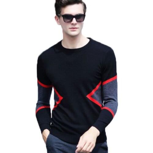 100% Wool Sweater Mens New 2018 Autumn And Winter Sweater Mens Round Neck Sweater Youth Casual Sweater Bottoming Shirt