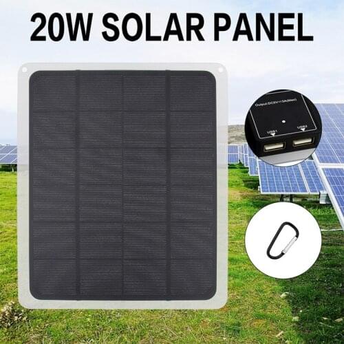 20W 6V/18V Solar Panel Single/Dual USB Port Waterproof Solar Panel Portable Battery Charger For Mobile Phone Car Charging