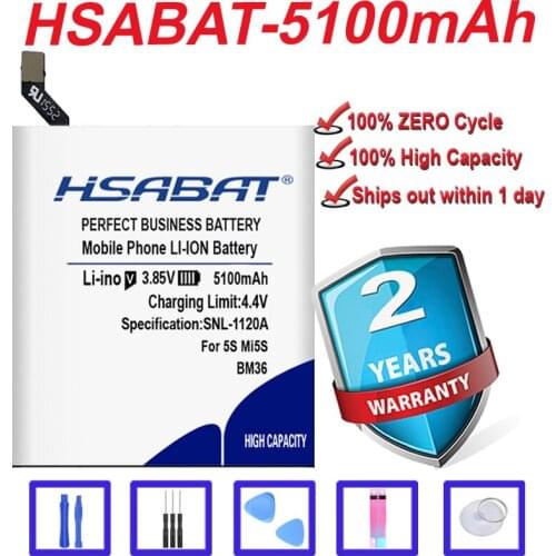 HSABAT 5100mAh High Quality BM36 battery For Xiaomi Mi 5S Mi5S Batterie Bateria Accumulator AKKU