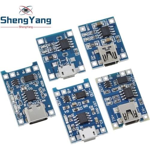5 pcs Micro USB 5V 1A 18650 TP4056 Lithium Battery Charger Module Charging Board With Protection Dual Functions 1A Li-ion