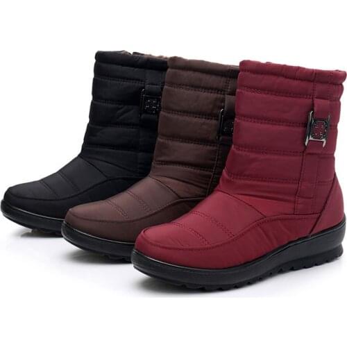 Womens Boots Thick Plush Warm Winter Waterproof Mother Shoes Ladies Ankle Boot Snow Boots Women Waterproof Woman Shoes