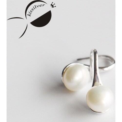 Kissilver Pearl Earrings Sterling Silver S925 temperament art fresh female students in Japan and South Korea