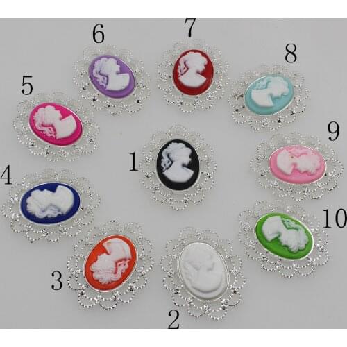 New 10pcs 25*32mm Oval Colorful Resin Button Alloy Metal Wedding Invitations Decorate Hair Flower Center Scrapbooking