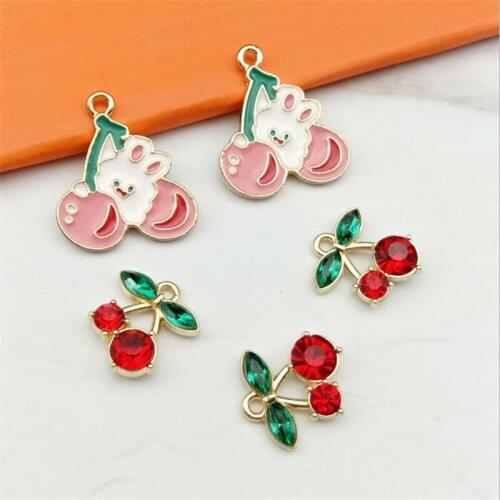 10pcs/lot New Creative Crystal Stawberry Metal Charms Connectors for Diy Fashion Earrings Necklace Pendant Jewelry Accessories