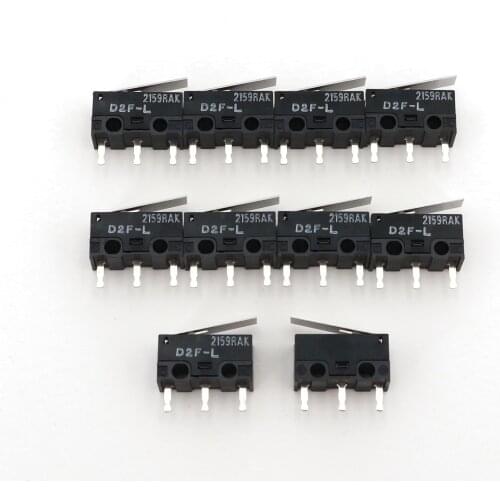 10Pcs OMRON D2F-L 3Pin SPDT PCB Mount Hinge lever Subminiature Basic Micro Switch