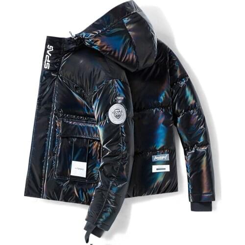 2021 New Winter Bright-faced Down Jacket Mens New Fancy Lightweight Fashion Duck Down Loose Coat Men Clothing