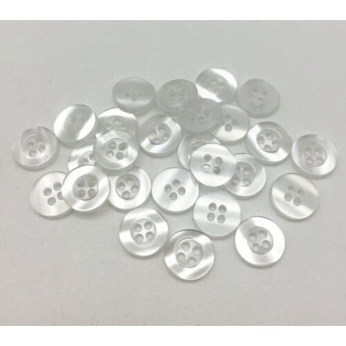 500pcs 11mm Clear Pearl Round Resin Buttons With 4 Holes Sewing Clothing Button Craft Accessories Cardmaking Toppers