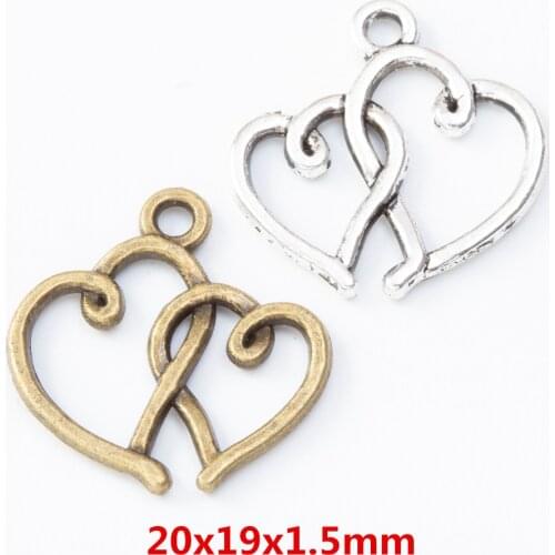 70 pieces of retro metal zinc alloy Love Pendant for DIY handmade jewelry necklace making 8011