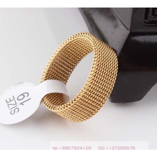 8mm gold color soft mesh Titanium steel ring, Indulgent rings for men and women, 316L Stainless steel rings jewelry wholesale