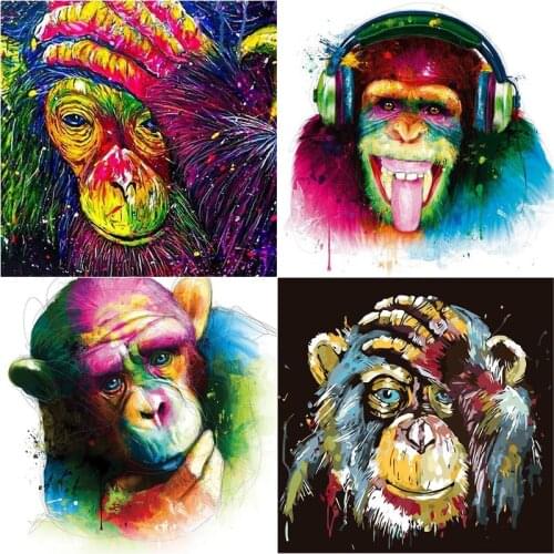 DIY Diamond Painting Full Round Square Drill Orangutan Diamond Embroidery Animal Cross Stitch Rhinestone Handmade Art Decor Gift