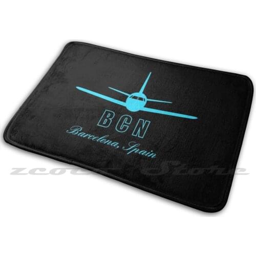 Bcn Spain Airport Code Soft Non-Slip Mat Rug Carpet Cushion Airport Espana Spain Mad Fly Airplane Jet Travel Flying Aviation