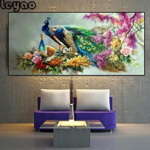 Large Diamond Painting Animals Cross Stitch Kit Diamond Mosaic Painting Rhinestones Diamond Embroidery Full Set peacocks