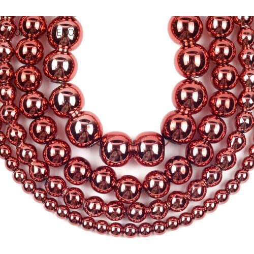 Nano Vacuum Plating Red Hematite Stone Flat Round Beads For Jewelry Making 3mm-10mm Charm Spacer Loose Beads Diy Bracelets 15"