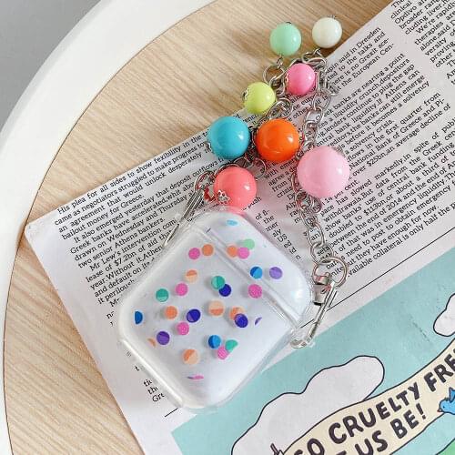 Case Funda for AirPod 2 Colorful Dots Balls Keychain Clear Cover Bluetooth Earphone Accessories for AirPods Pro 1 3 Air pods
