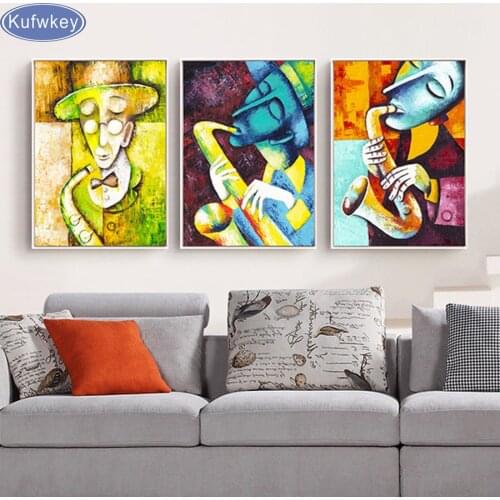 Elegant Lady Saxophone Gentlemen Picasso Style Art 5D DIY Diamond Embroidery Full Diamond Painting Cross Stitch Decoration