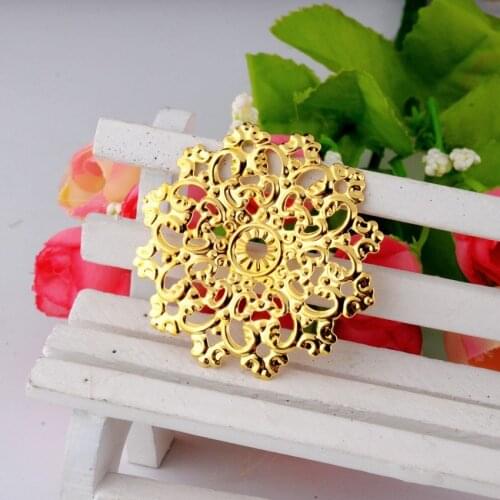 MIAOCHI 30pcs gold tone Filigree Wraps Connectors Metal Crafts Decoration DIY Findings 4.8cm