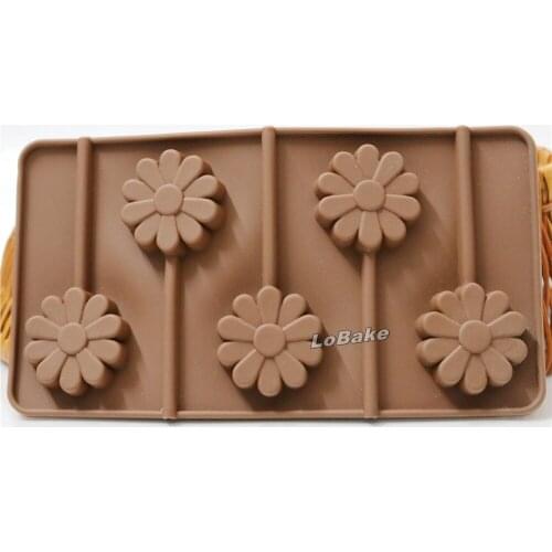 5 cavities Little Flower lollipop cake pop mold 20.2*10.7*1cm chocolate mould for Home DIY bakery accessories