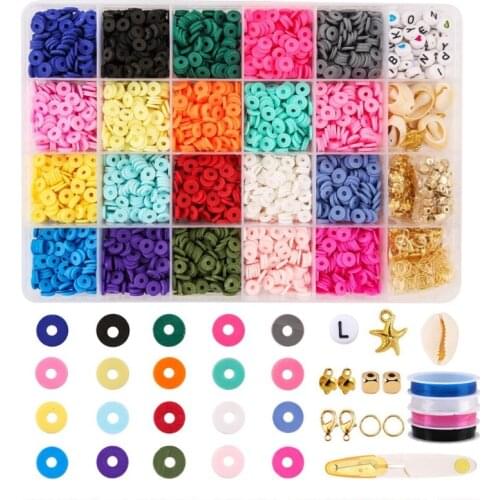 Clay Beads Golden Beads for DIY Jewelry Making Polymer Clay Beads Colorful Round Handmade Necklace Bracelet Earring Pend LX9E