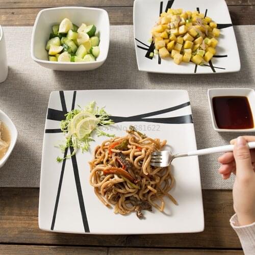 Simple personality white small branches ceramic tableware steak plate household western ceramic dishes and saucers