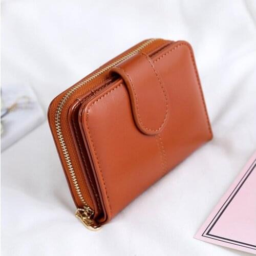 Wallet Short Wallet PU Womens Purse Zipper&Button Purse Small Bags Coin Pocket Cartera Hot Sale Carteras De Mujer Mini Wallets