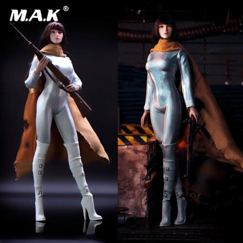LIFSTOYS 1/6 Scale Silver White Rainbow Faux Leather Tights Jumpsuit Clothes Bodysuit for 12'' Female Phicen Action Figure Body
