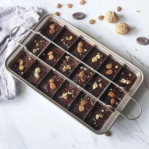 18 Holes Brooklyn Brownie Copper Nonstick Baking Pan with Built-In Slicer Ensures Perfect Crispy Edges Metal Utensi