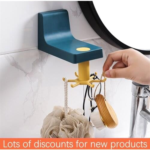 Kitchen bathroom multifunctional hook rotating hanger wall hanging free punching spatula spoon shovel rack household racks