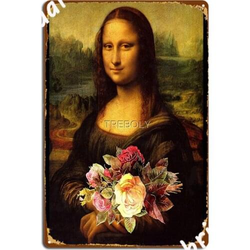 Mona Lisa Eternal Beauty Of Mona Lisa Leonardo Da Vinci Masterpiece Metal Sign Garage Club Plaques Classic Tin Sign Poster