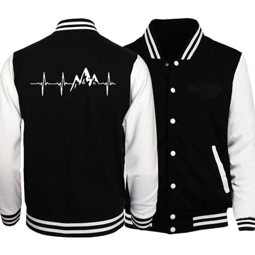 Mountain Heartbeat Baseball Men Sound Ray Diagram Jacket Jackets Coat Winter Autumn Fleece Black White Sportswear Streetwear