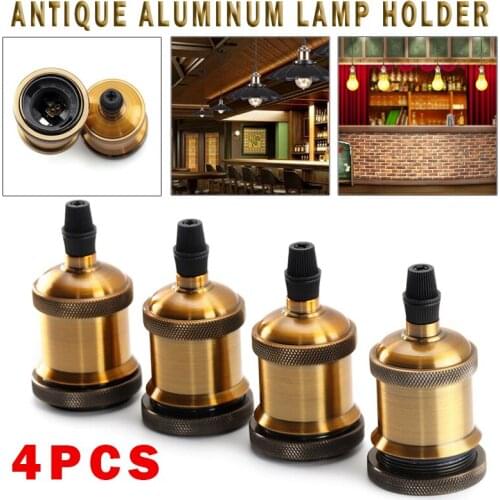 4pcs E27 Thread Socket Edison Bulb Holder Retro Vintage Aluminum Lamp Base Decoration Lighting DIY Accessories