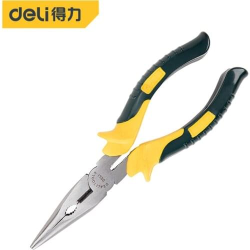 Deli Long Nose Pliers Needle Pliers Electrical Wire Stripper Cable Crimping Tool Insulated Professional High-carbon Steel Tools