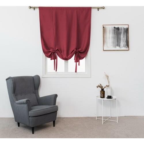 GY3003 Roman Curtain 1PC Window Living Room Bedroom Solid Blackout Washable Tie Up Polyester