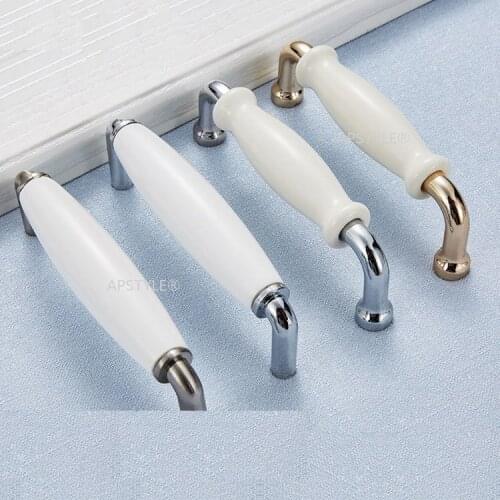 Cabinet Kitchen Hardware Zinc Alloy Nordic Style Closet Door Pull White Cupboard Drawer Knob Jewelry box Handle