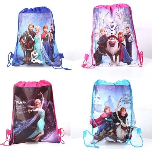 Froze Birthday Party Decoration Anna Aisha Princess Non-woven Fabrics Shopping Bags Drawstring Backpacks Kids Shower Party Gifts