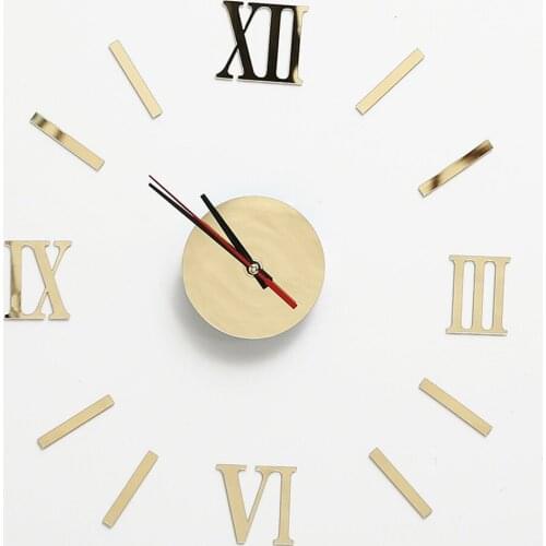 Silent NonTicking DIY Interior Roman Digital Wall Clock Wall Clock Creativity 3D Sticker Mirror Effect 3D Wall Stickers
