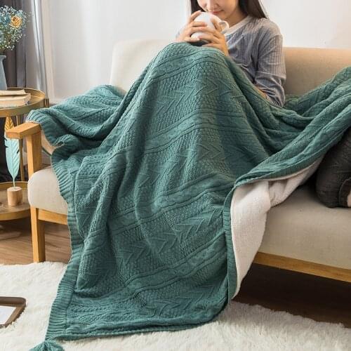 Knitting wool Double Blanket Quilt thickened coral wool nap sofa blanket leg blanket