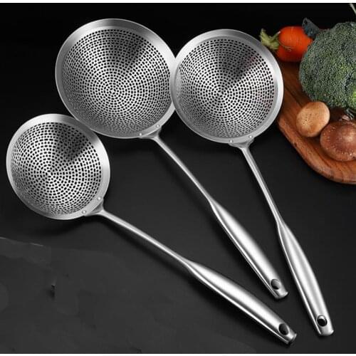 1Pcs 304 Stainless Steel Colander Spoon Household Kitchen Scoop Filter Mesh For Noodle Dumpling Deep-fried Hot Pot Spoon Scoop