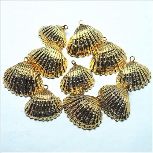 10pcs nice shell pendants with metal golden plated mother of pearl pendants size 15-20mm diy jewelry findings and accessories