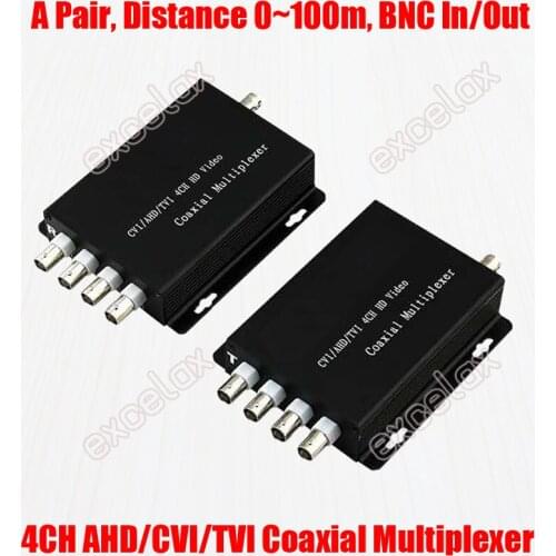 4 Channel HD AHD CVI TVI CVBS Analog Coax Video Signal Multiplexer 4CH Transmitter & Receiver Coaxial Cable Distance 100m
