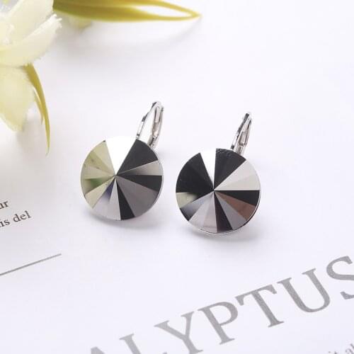 2021 New Design Round Rivoli Crystal Drop Earrings Rose Blue Violet VM Stone French Hook For Girls Graduation Gifts