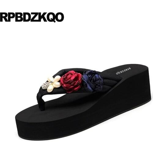 5 flower shoes women platform rhinestone slip on slides slippers sandals flip flop flatforms wedge diamond most popular products