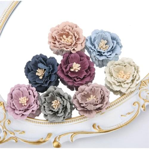 5Pcs 4CM Artificial Eco-friendly Flowers Silk Flower Head For Wedding Decorations DIY Wedding Wreath Accessories Fake Flower