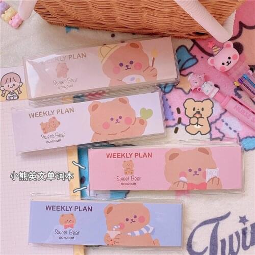 95sheets Cute Bear Note Book Letter Pink Color English Pocket Carry Notebook Blank Word Book Note