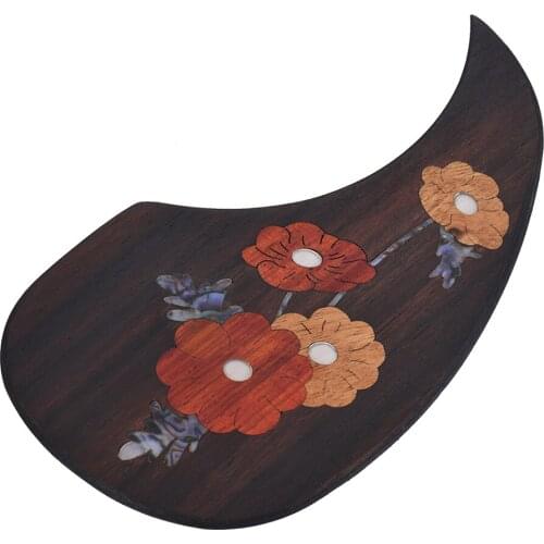 Good Quality Wooden Guitar Pickguard Pick Guard for 40" 41" Acoustic Guitars Ebony Wood with Decorative Flower Pattern