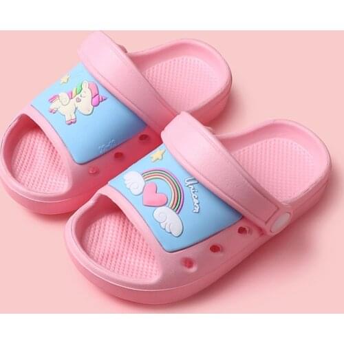 Childrens Slippers Summer Boys and Girls Indoor Home Soft Bottom Non-Slip Cute Cartoon Infants Little Girls Shoes Baby Sandals