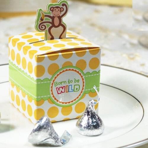 Childrens Day 4 style box Giraffe/elephant/monkey/tiger animals Baby Shower favors,Birthday Party Boxes, Gift package